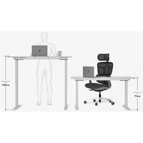 Фото - Стіл з електрорегулюванням висоти Mealux PowerDesk Duo White (EVO-242 Duo W/W)